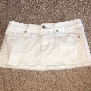 American Eagle white denim mini skirt